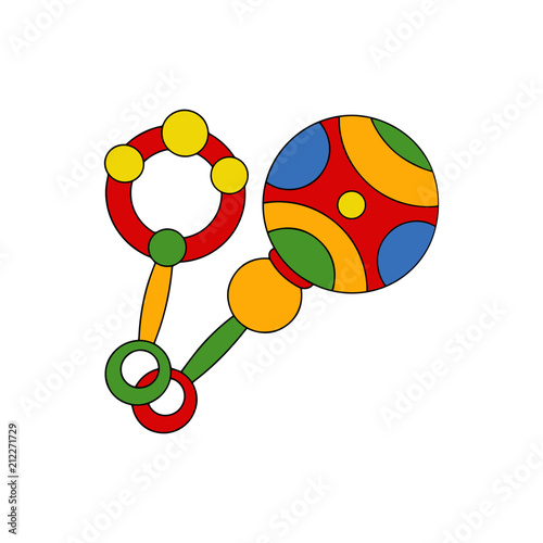 Shake rattle cartoon illustration isolated on white background for children color book