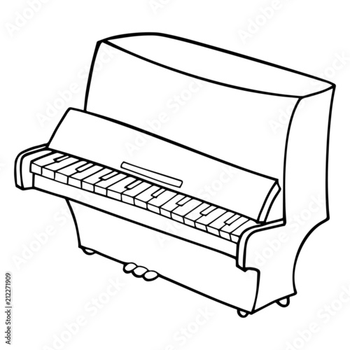 Piano cartoon illustration isolated on white background for children color book