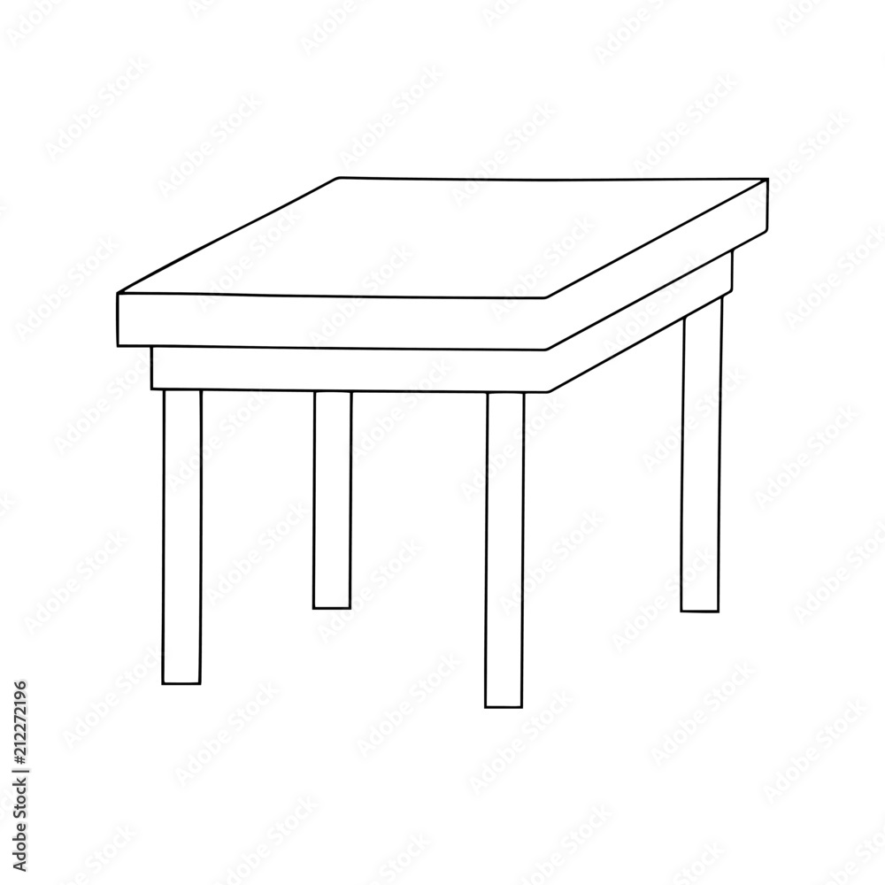 Table cartoon illustration isolated on white background for children color  book Stock Vector | Adobe Stock
