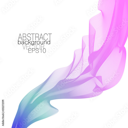 Waving design element, pink, teal, violet gradient. Abstract vector waveform. Flowing ribbon, scarf imitated pattern. Elegant wavy background. Template for book, brochure, magazine covers. EPS10