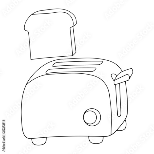 Toaster cartoon illustration isolated on white background for children color book