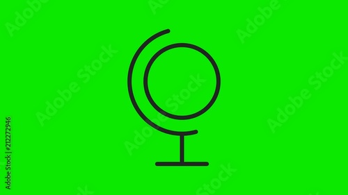 Animation of drawing Globe line icons. Alpha channel. Stock video