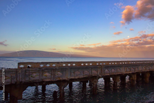 View of Lanai from Mala Pier on Maui. © manuel