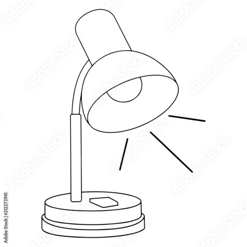 Lamp cartoon illustration isolated on white background for children color book