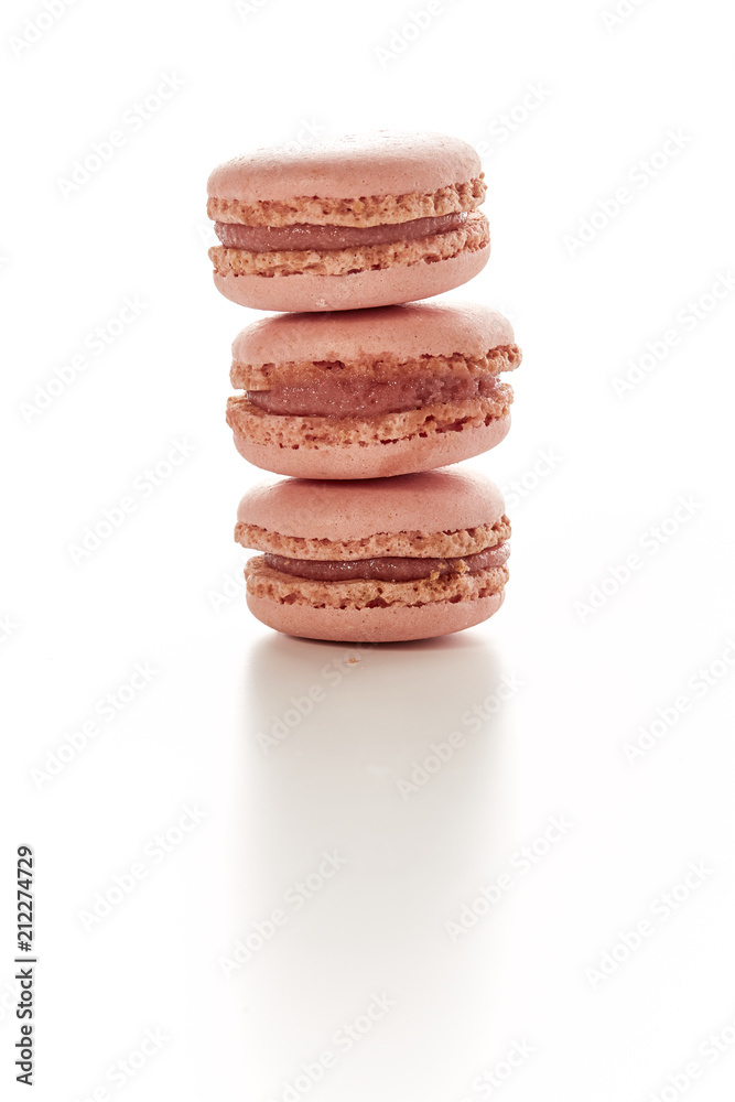 tower of three strawberry flavored macaroons tower of three strawberry flavored macaroons