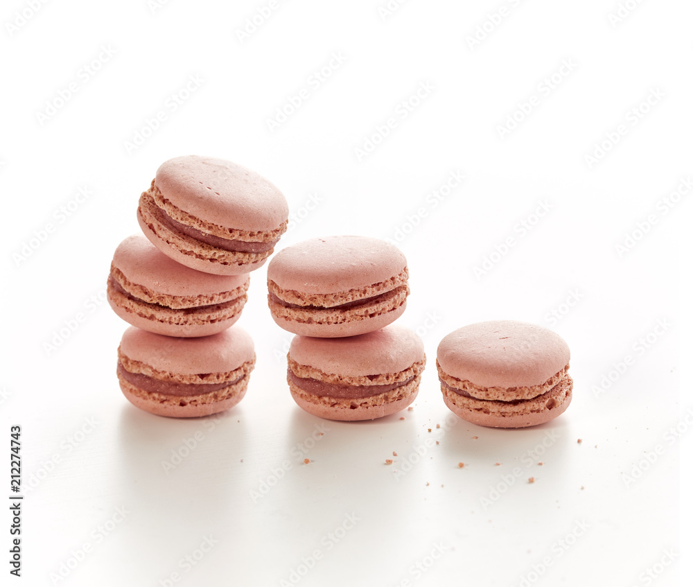 stair of macaroons in a white table and highlighted background