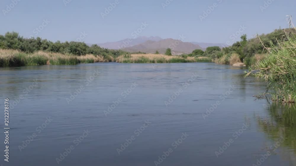 Arizona, Salt River, A view upstream at the Salt River with mountains in the background Arizona, Salt River, A view upstream at the Salt River with mountains in the background