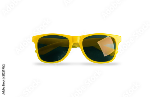 Beach sun glasses isolated on white background.