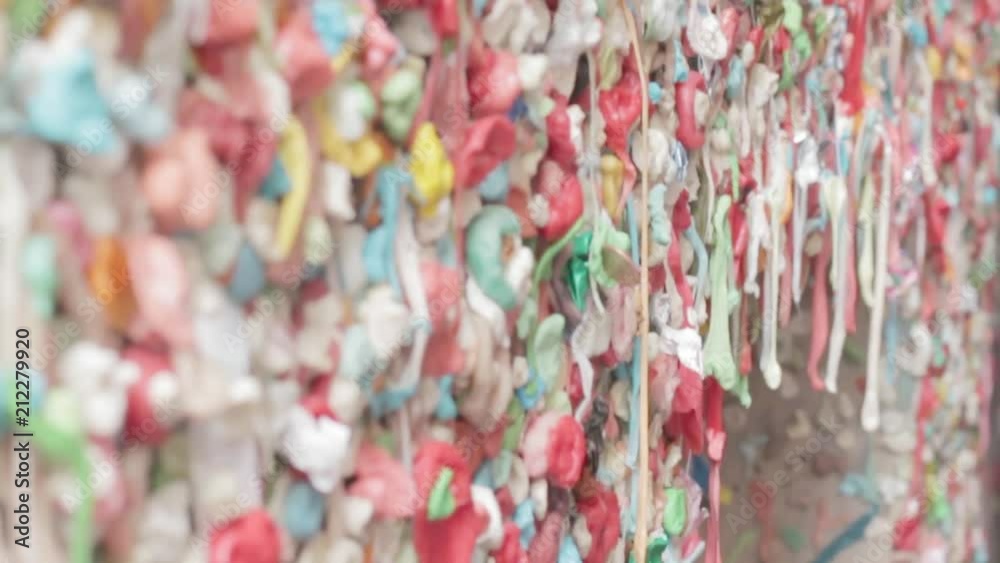 A slow pan of the famous Seattle Gum Wall.