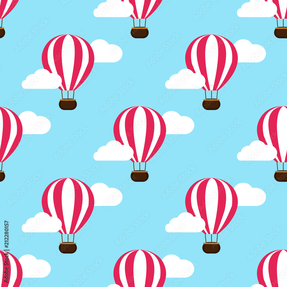 hot air balloon in the clouds background. vector illustration