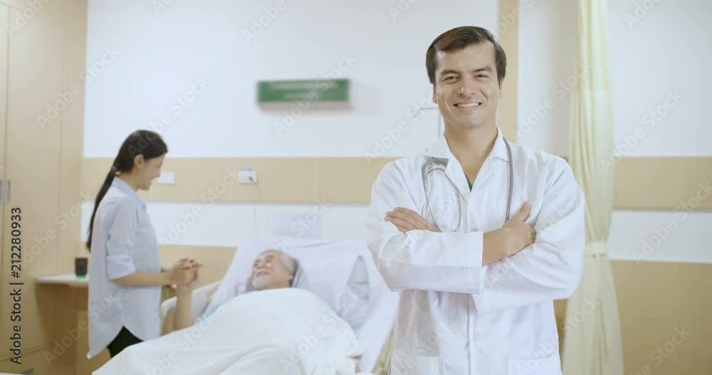 Portrait of handsome caucasian doctor smiling in hospital Ward. Portrait of handsome caucasian doctor smiling in hospital Ward.
