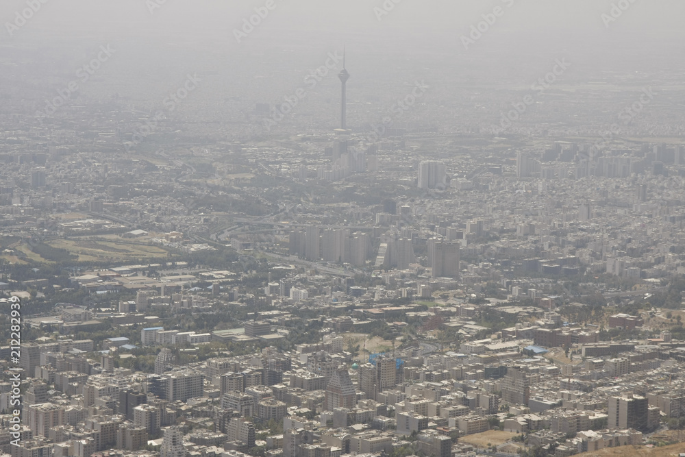 View of Tehran covered in a layer of smog