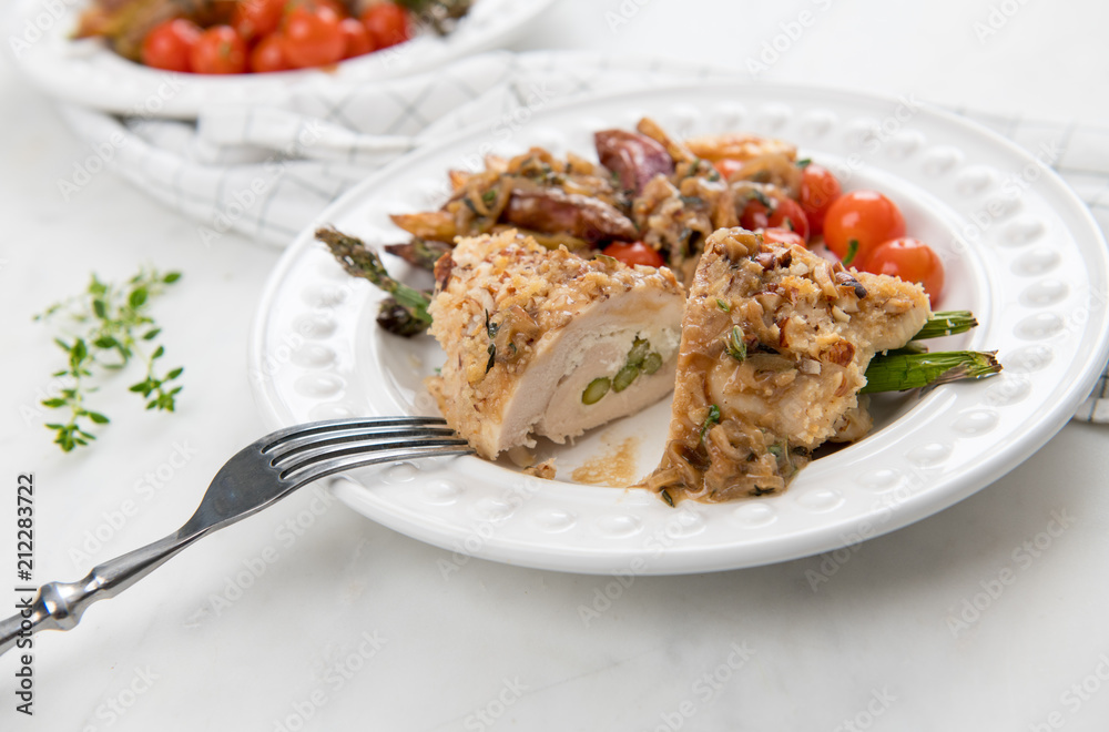 Homemade Dinner of Chicken Stuffed with Asparagus Homemade Dinner of Chicken Stuffed with Asparagus