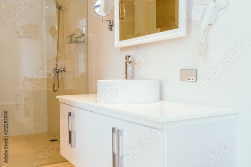 Faucet and sink decoration in bathroom