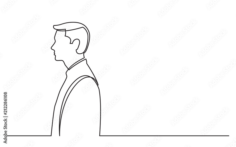 continuous line drawing of standing man side view Stock Vector | Adobe