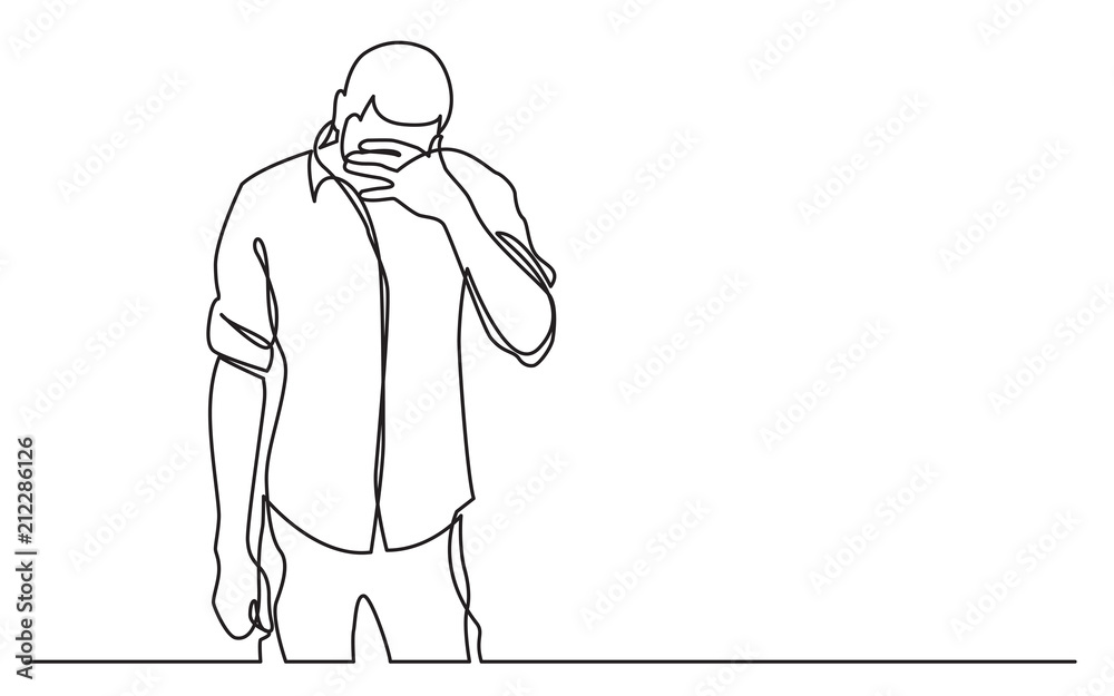 continuous line drawing of standing man in despair continuous line drawing of standing man in despair