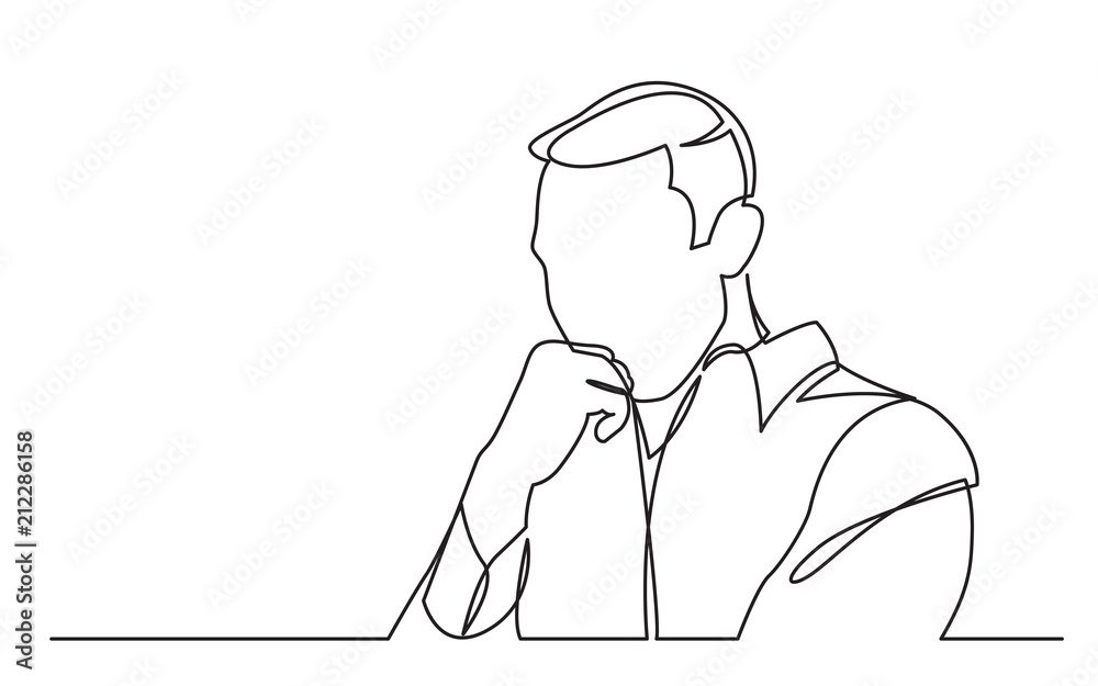 continuous line drawing of worried man