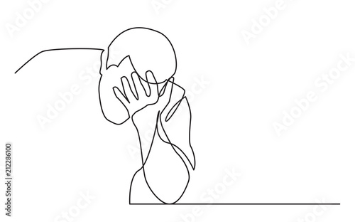continuous line drawing of man in despair