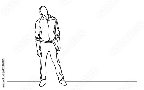 continuous line drawing of thinking man looking above