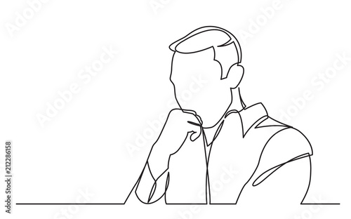 continuous line drawing of worried man