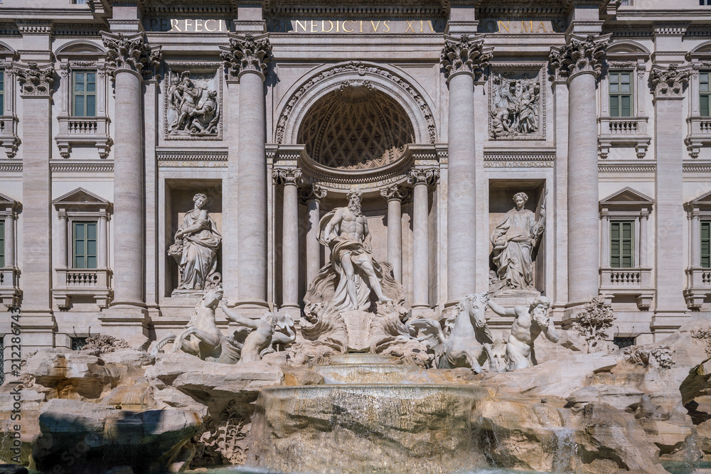 Details of Trevi Fountain in the heart of Roma