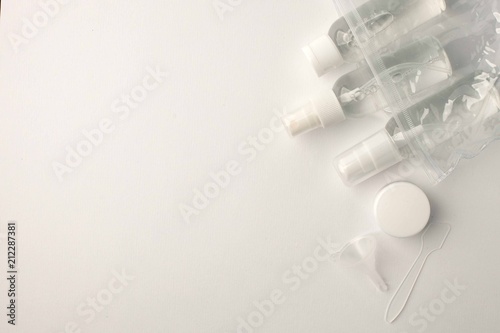 cosmetic product on white, concept of purity, minimalism, muted color