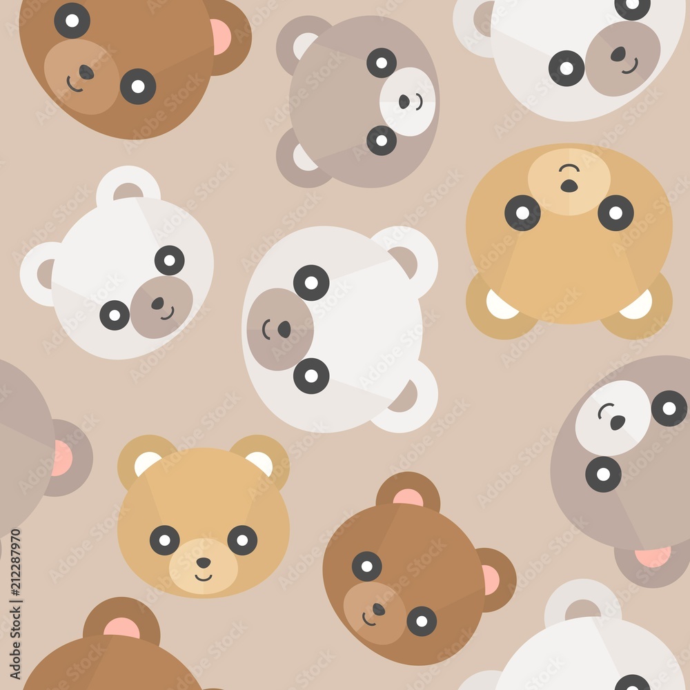 Seamless pattern cute teddy bear head for use as wallpaper or Christmas wrapping paper gift