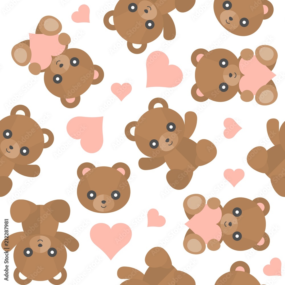 Seamless pattern cute teddy bear for use as wallpaper or Christmas wrapping paper gift