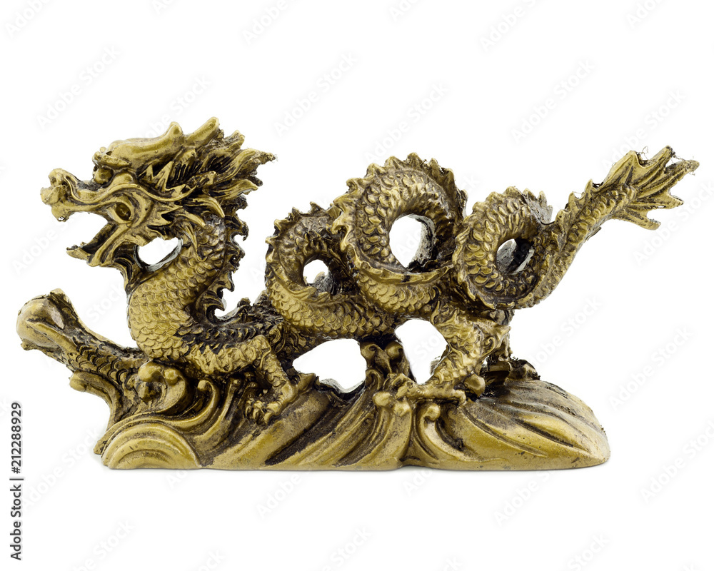 Golden dragon isolated on white background