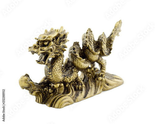 Golden dragon isolated on white background