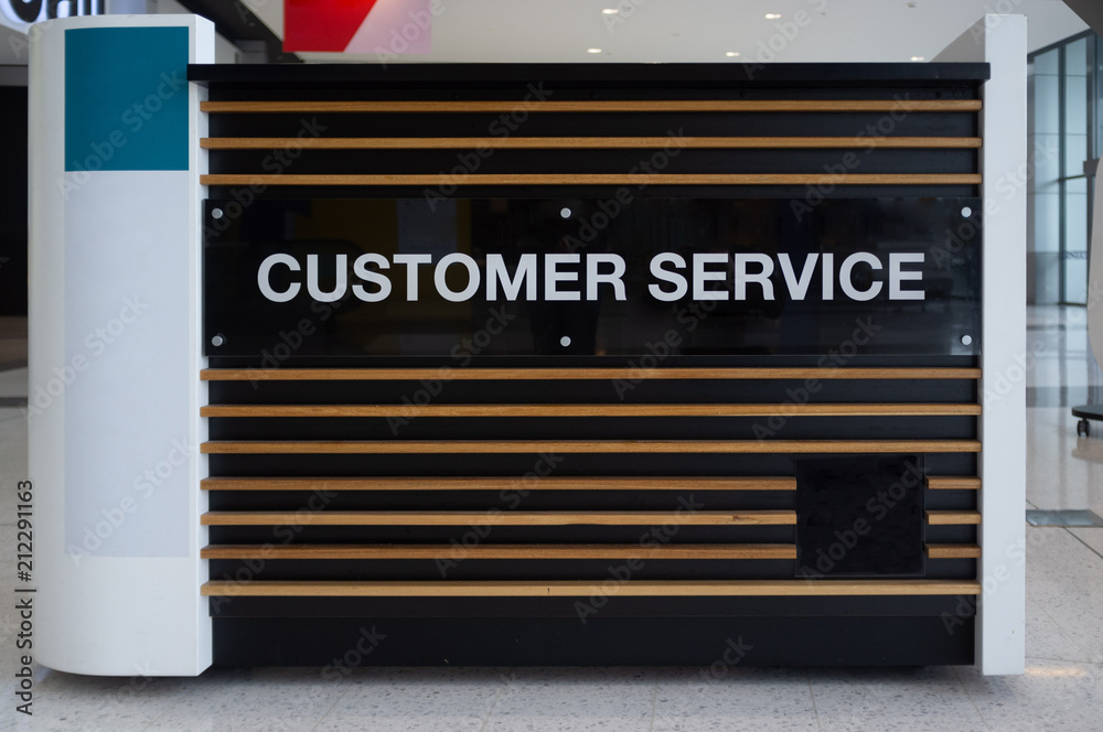 Customer service desk in a shopping mall closeup Customer service desk in a shopping mall closeup