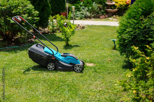 The grass mower in actione photo