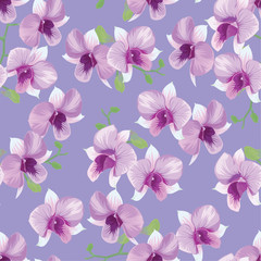 Wandcirkels Orchidee patronen Tropische orchideeën op paarse achtergrond  © mamsizz