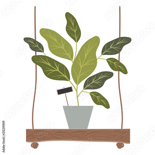 houseplant in swing decorative icon vector illustration design