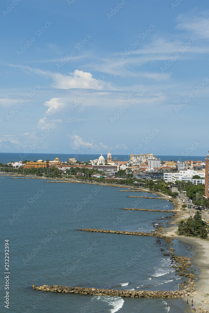 Cartagena Colombia Panoramic View. Bocagrande Bay Cartagena de Indias