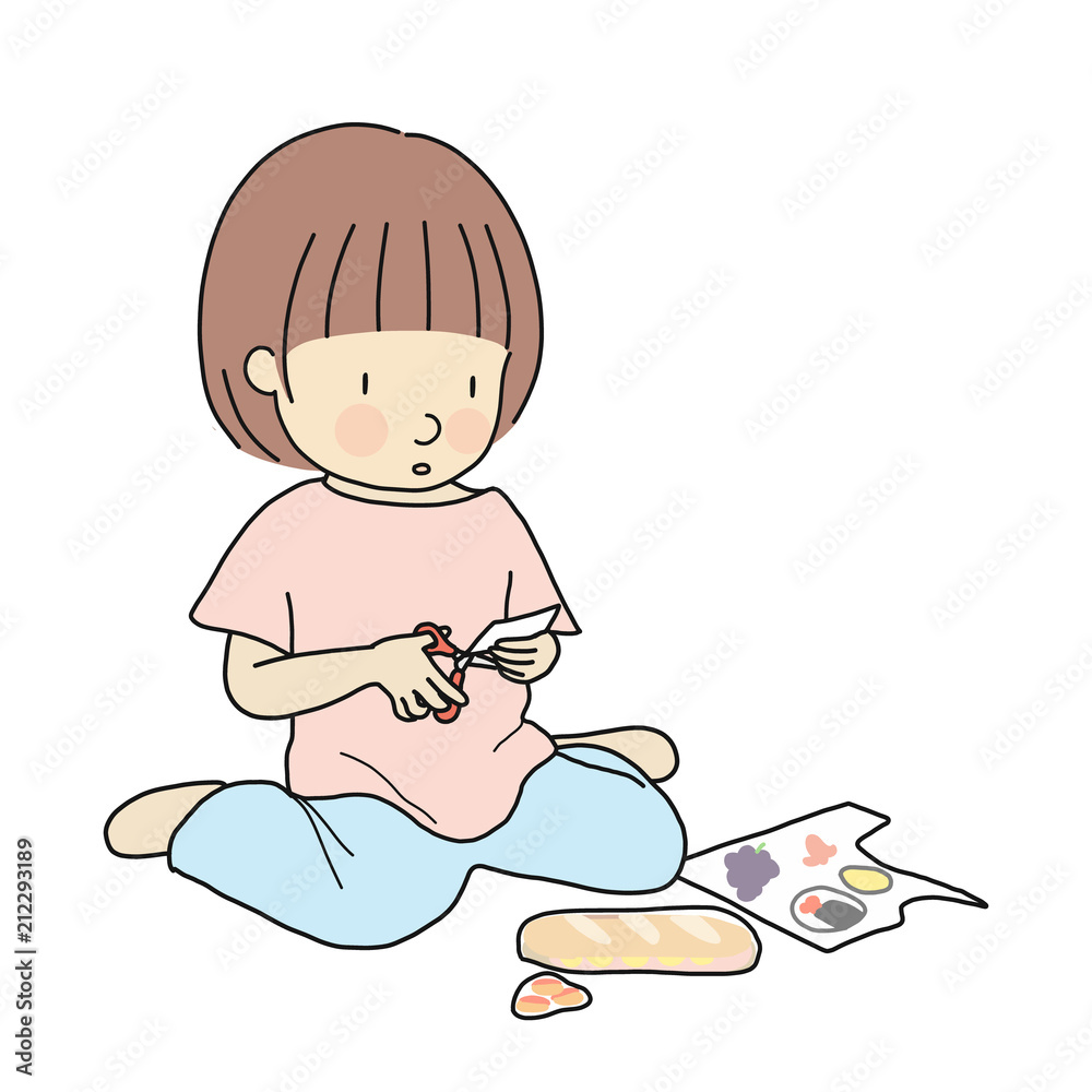 Sketch little kids cartoon character on paper Vector Image