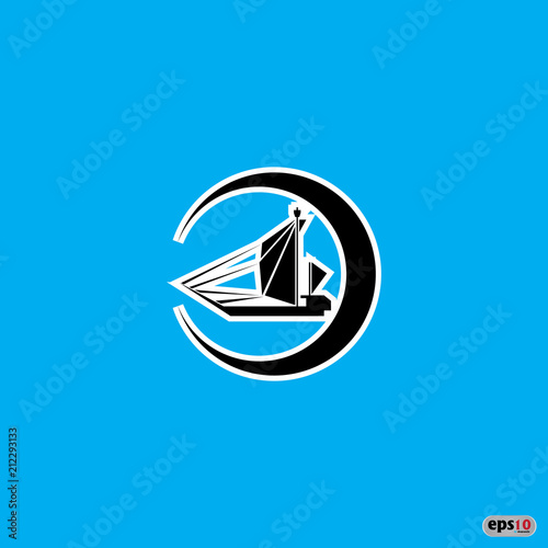 Vector Logo Ship on Moon