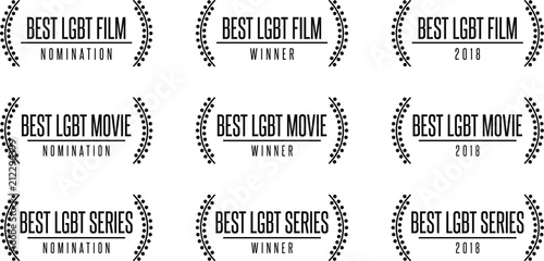 Best lgbt movie film series nomiation award. Laurel vector logo icon set