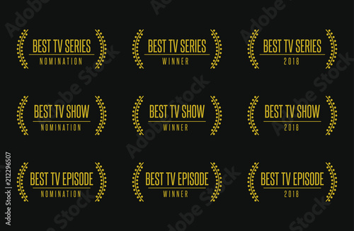 Movie award best tv show series nomination. Laurel vector logo icon set