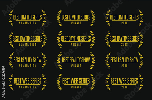 Movie award best tv show series nomination. Laurel vector logo icon set