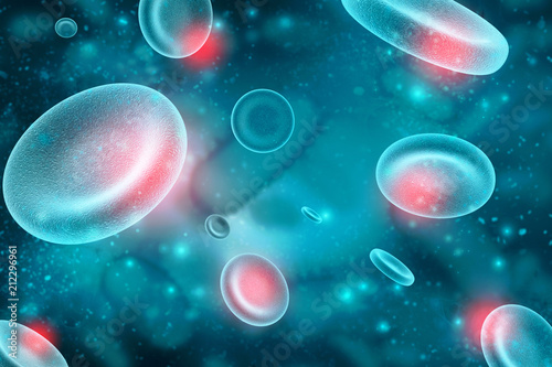 3d rendering red streaming blood cells background. 