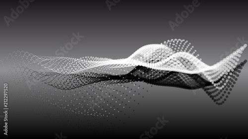 Abstract particle noise points with depth of field. Futuristic digital illustration. Technology points waveform.