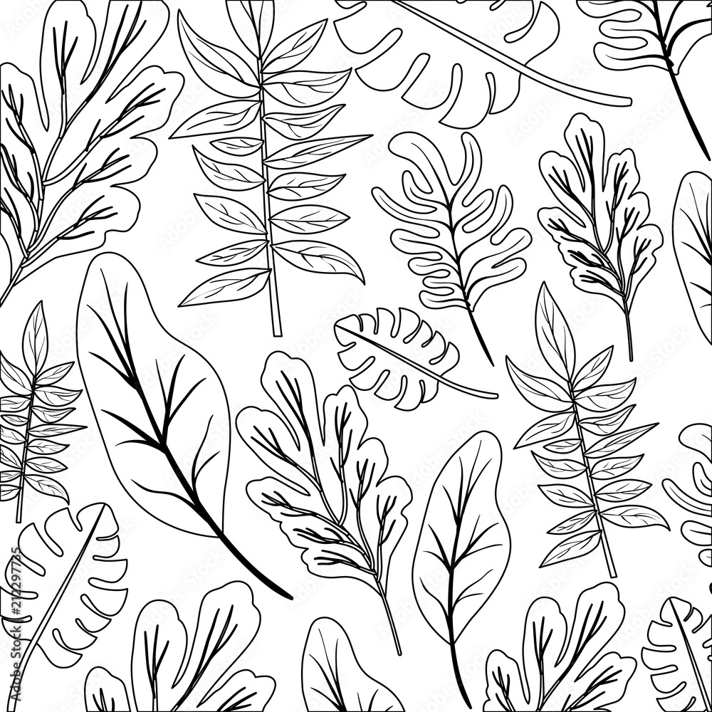 Fototapeta premium leafs plant ecology pattern vector illustration design