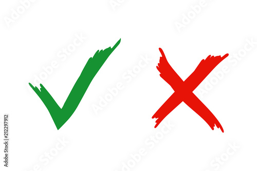 red X and green tick check marks, approval signs design