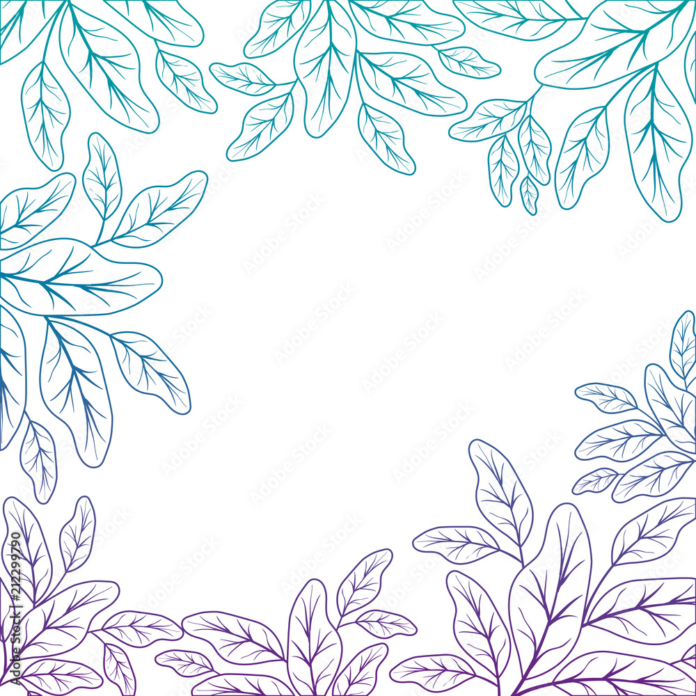 branch with leafs ecology frame vector illustration design