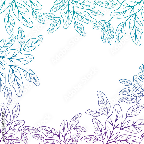 branch with leafs ecology frame vector illustration design