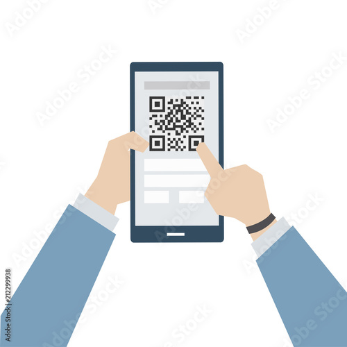 Illustration of online payment with matrix barcode