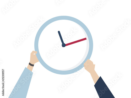 Illustration of hands with time management