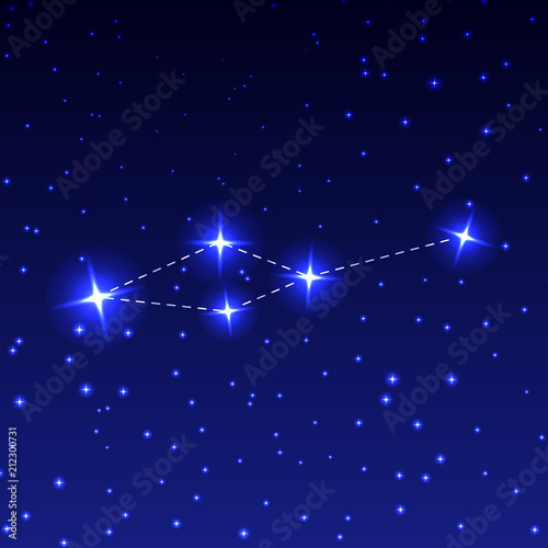 The Constellation Small Lion in the night starry sky. Vector illustration of the concept of astronomy.