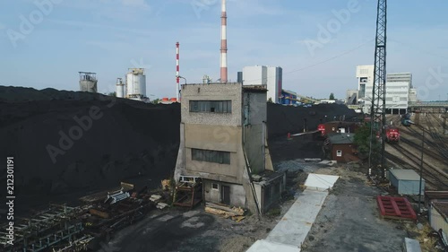 Ascending drone shot of coal fired power station in Poland
